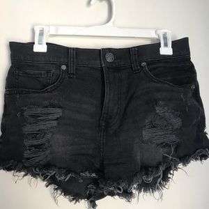 Black denim shorts